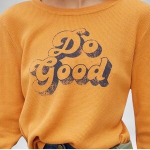 {Anthropologie} Retro “Do Good” Graphic Thermal Long Sleeve Shirt ~Size XS